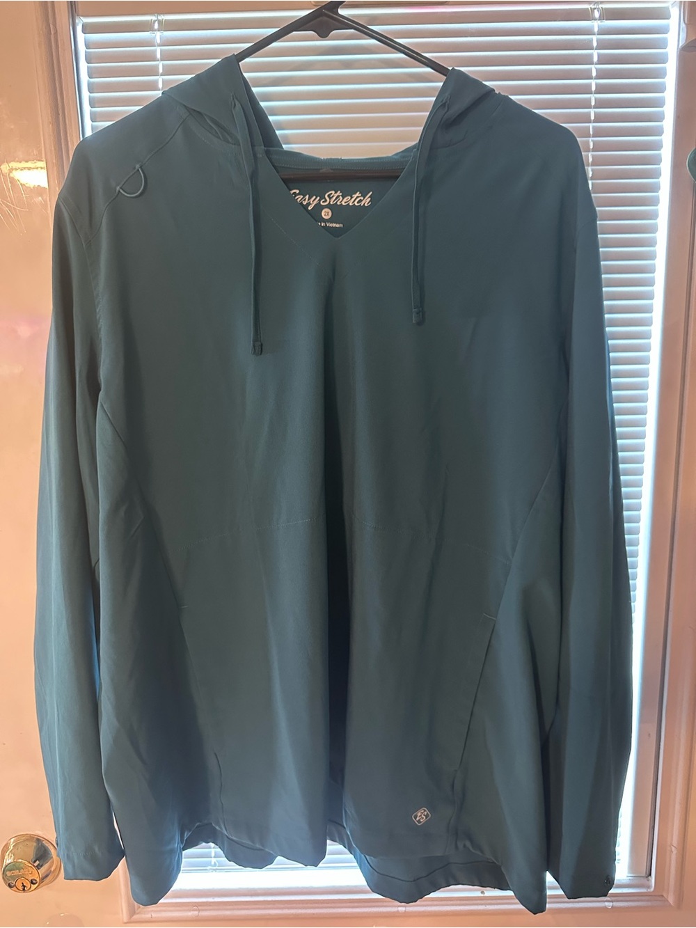Easy Stretch Caribbean Blue Hooded Scrub Top